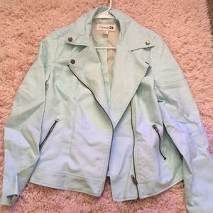 Teal Forever 21 Leather jacket